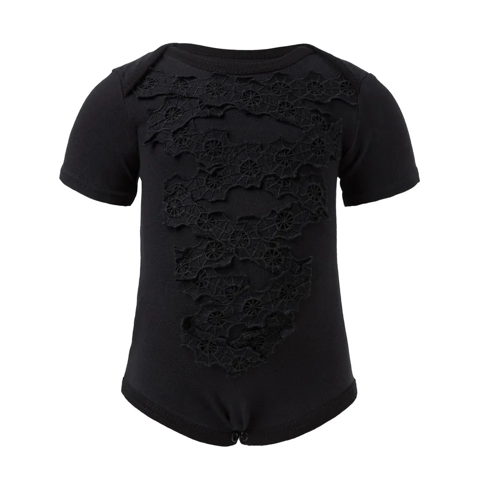 Infantium Victoria Baby Body Schwarz Spitze Baumwolle