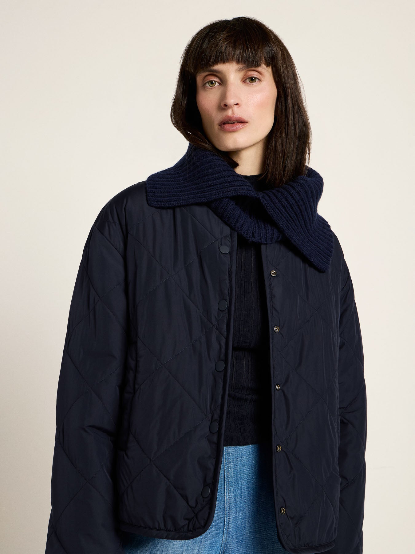 marlowe nature Rippenkragen Strickkragen Bio-Wolle midnight Einheitsgr
