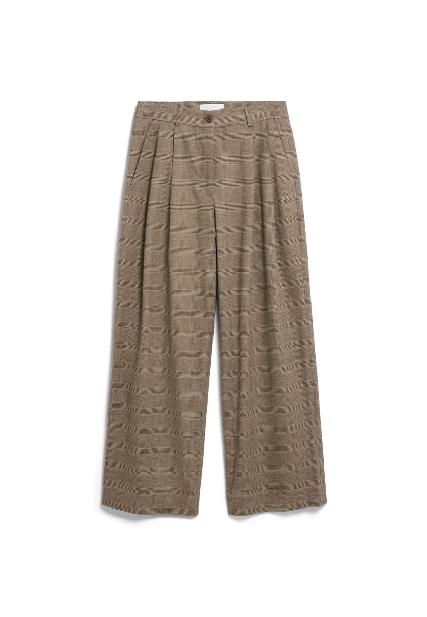 marlowe nature Check Wide Pleated Pant Hose claystone Bio