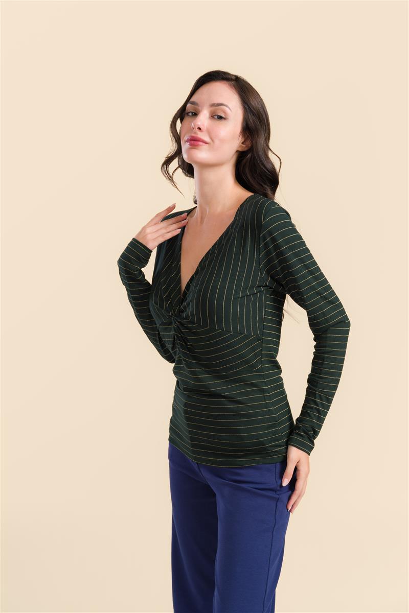 marlowe nature Angela Top stripes blue rose gold Shirt