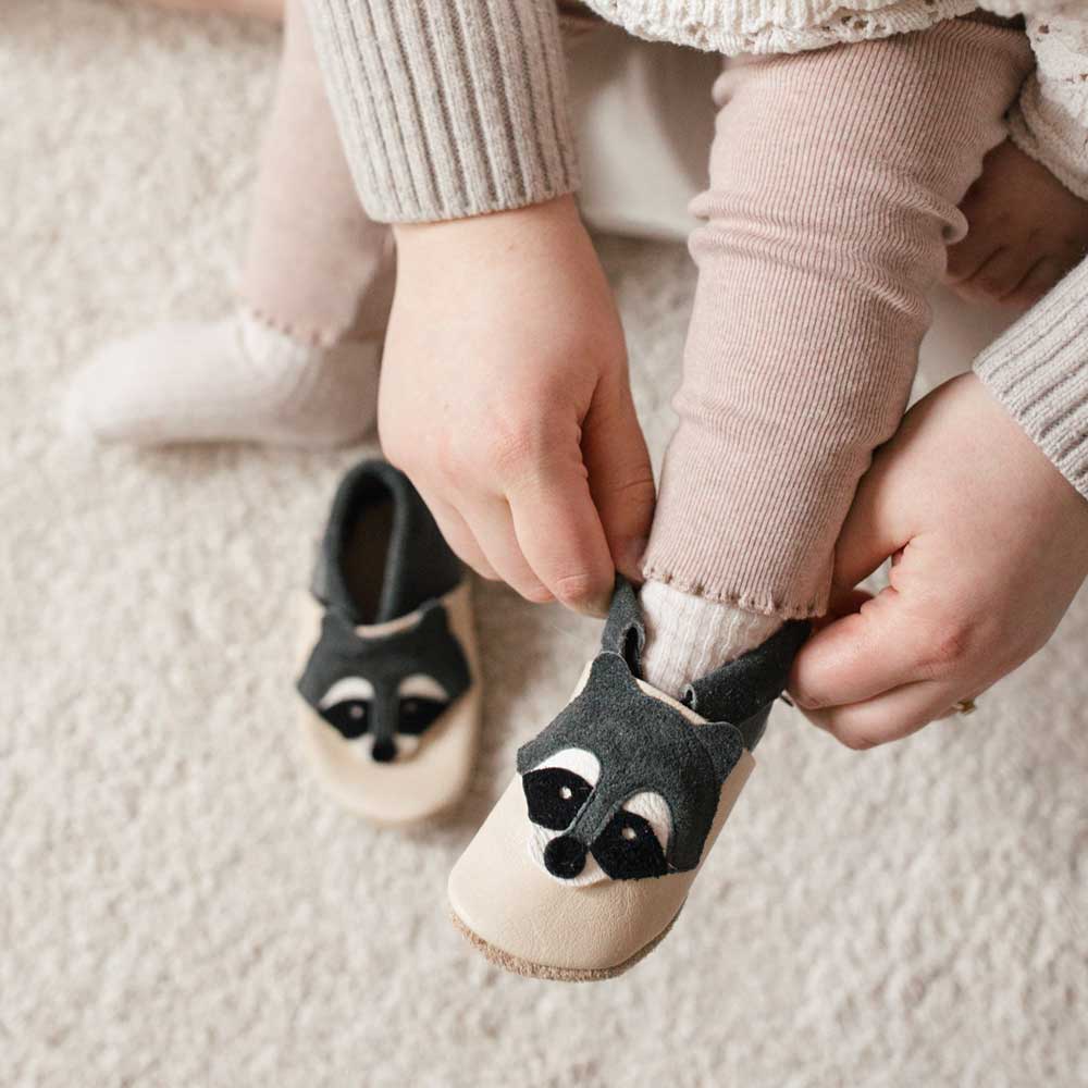Pantolinos Waschbär Barfußschuhe walnuss/flipper Leder