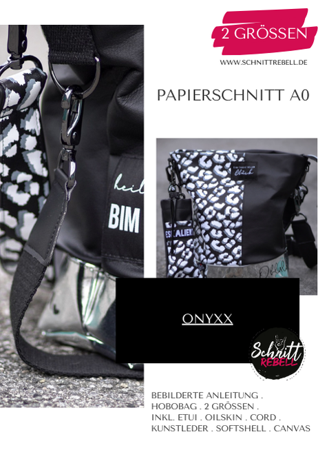 Schnittrebell Onyxx Papierschnitt Hobo Bag 2 Grössen+Etui
