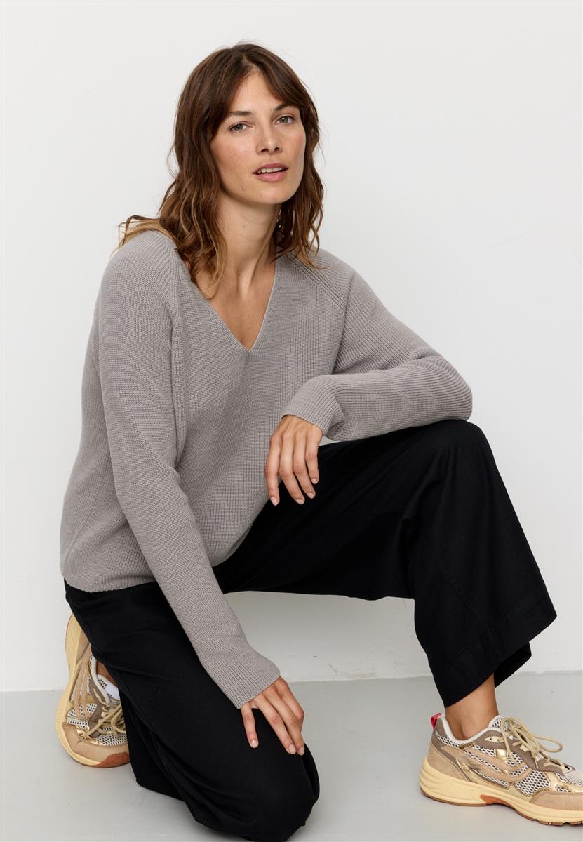 marlowe nature Arugula Pullover schwarz S Bio-Baumwolle V-Ausschnitt