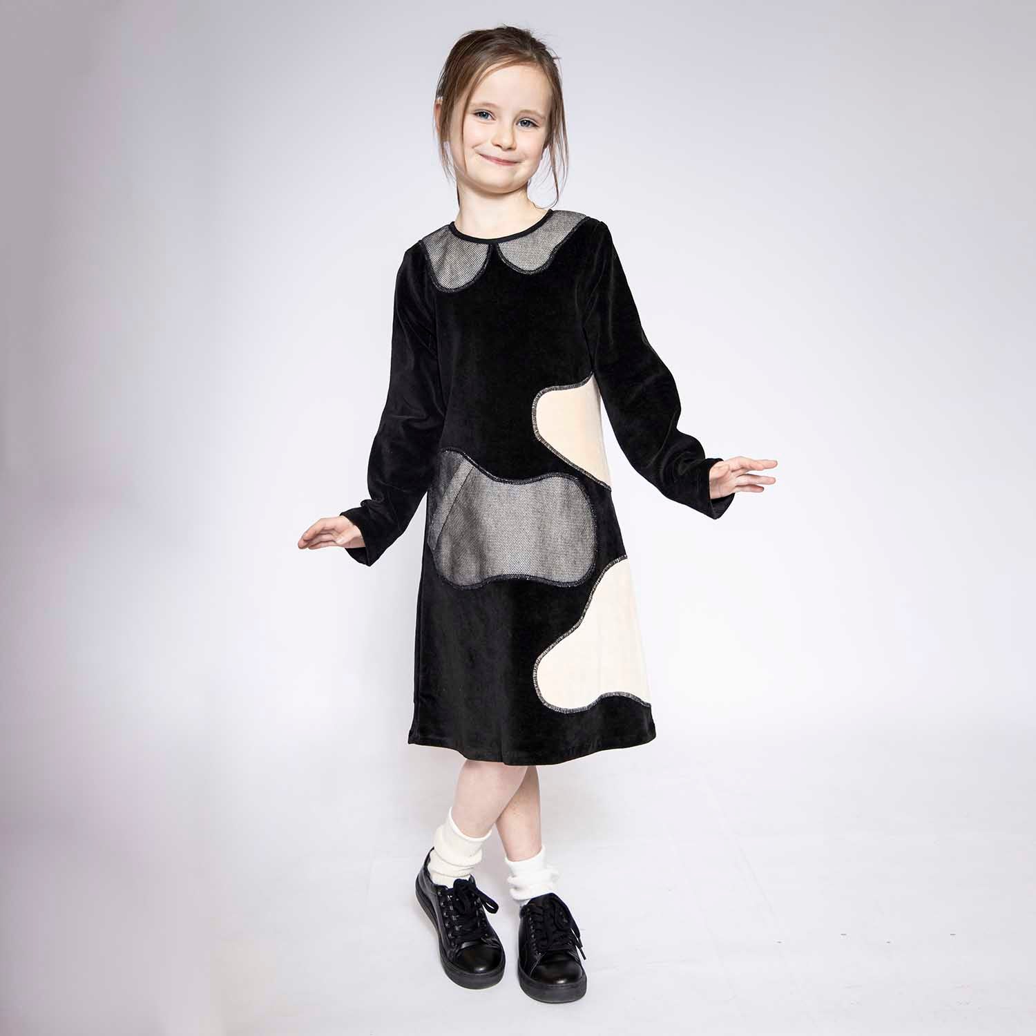 Infantium Victoria Kids Black Velvet A-line Kleid Schwarz Samt