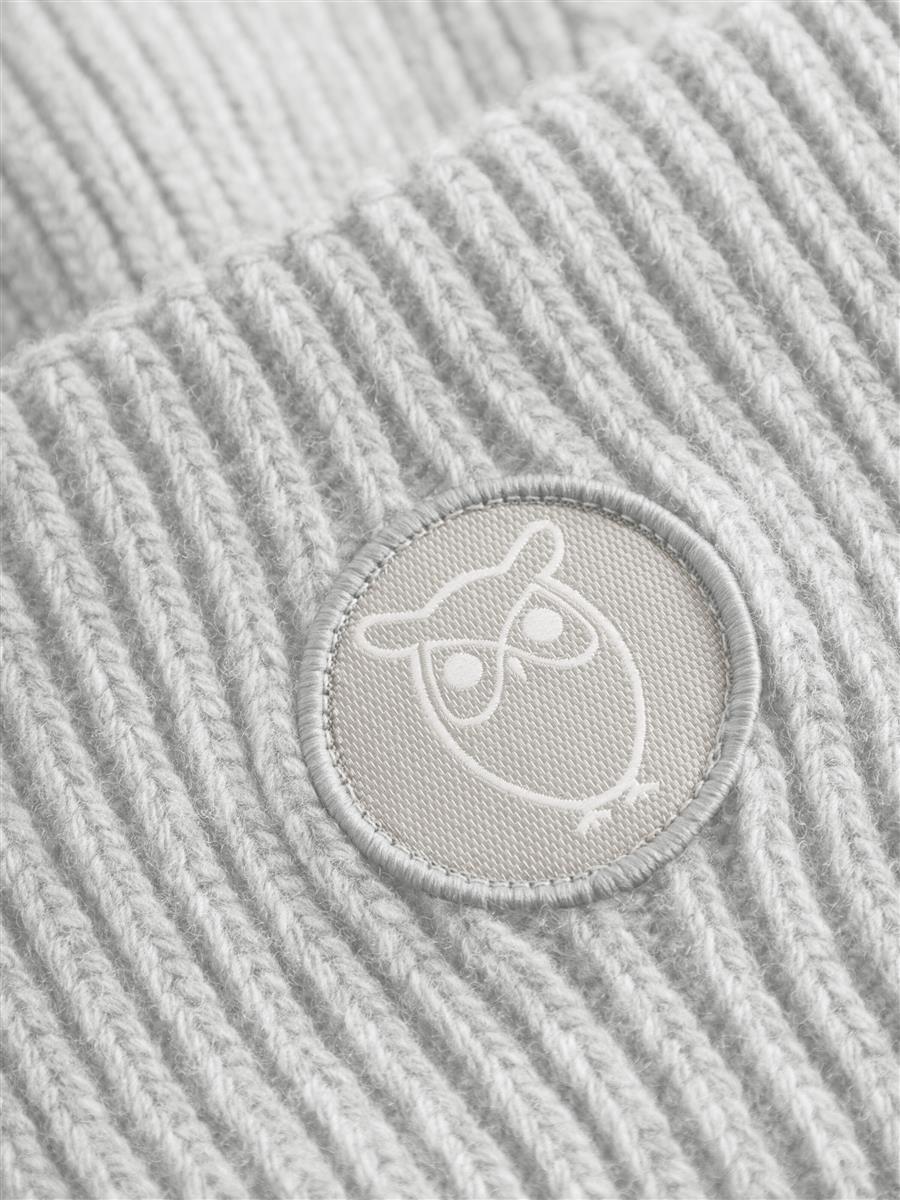 Knowledge Cotton Big Rib Beanie asley blue Wolle One Size Rippenstrick