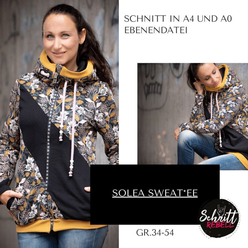 Schnittrebell Solea Sweat*ee Gr.34-54 Ebook Sweatjacke Damen