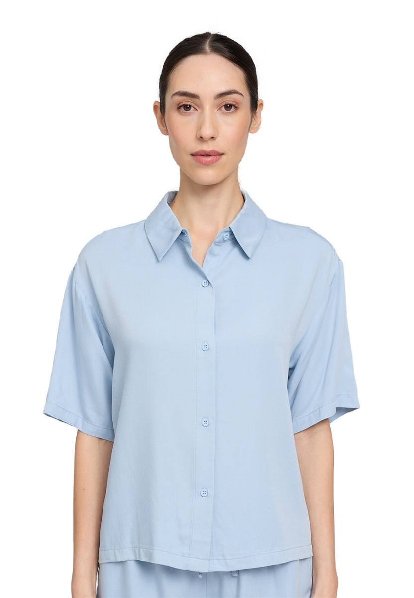 Mazine Short Sleeve Viscose Shirt Bluse pastel blue S