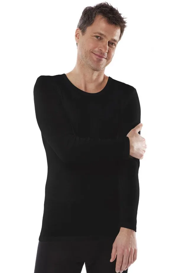 marlowe nature Harvey Langarmshirt schwarz Bio-Wolle Seide