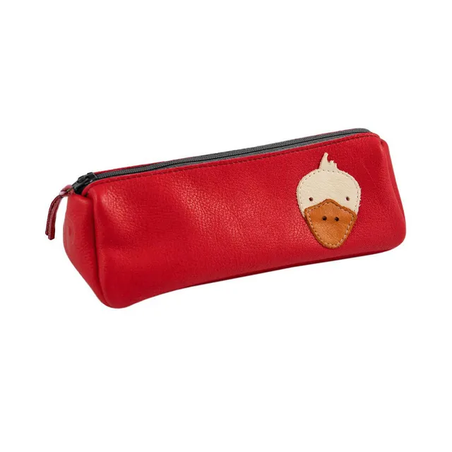 Pantolinos Federtasche Gans Federmäppchen himbeerrot Leder