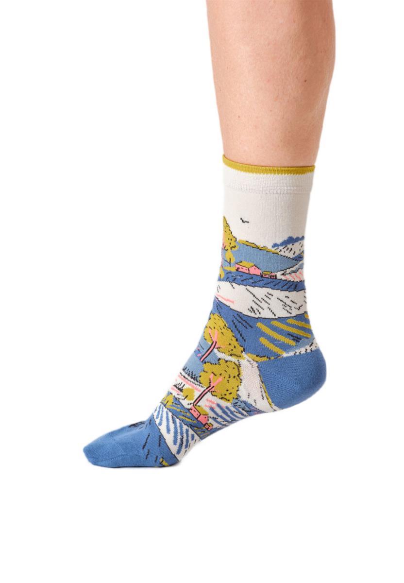 Thought Landscape Scene Crew Socks Bio-Socken eucalyptus green 37-41