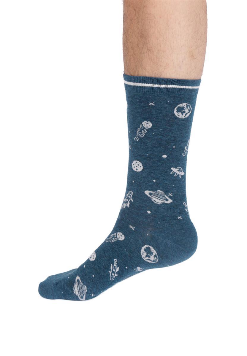 marlowe nature Mono Space Crew Socks Socken lake blue marl Bio-Baumwolle