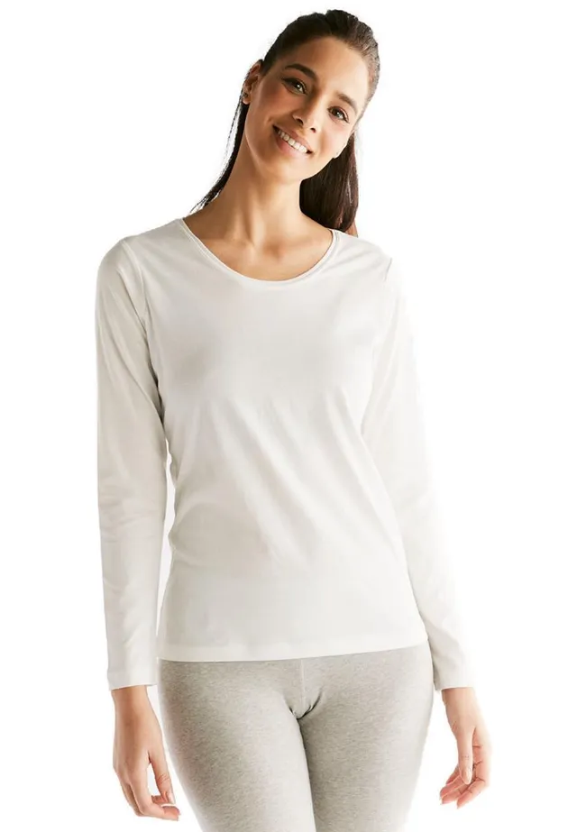 marlowe nature Damen Langarmshirt naturweiß M Bio-Baumwolle