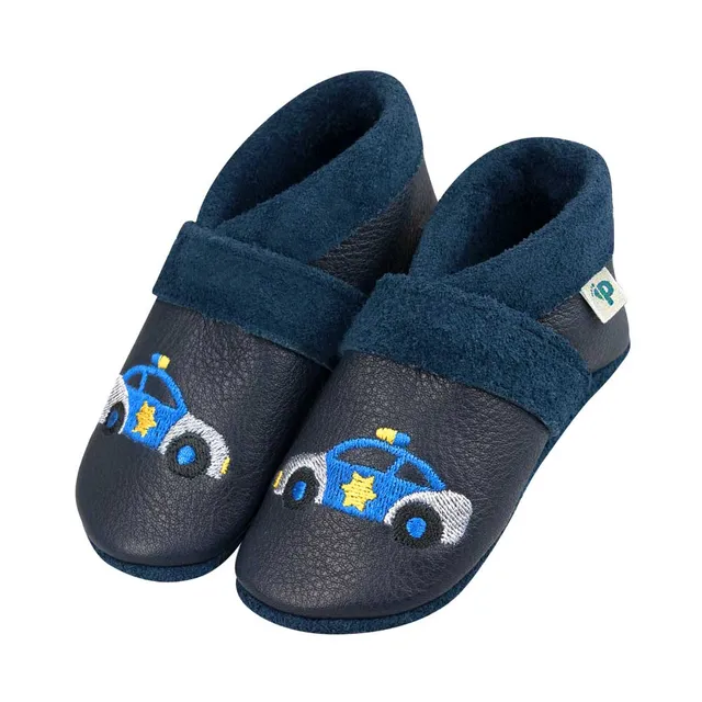 Pantolinos Polizeiauto Barfußschuhe Naturleder Jungen