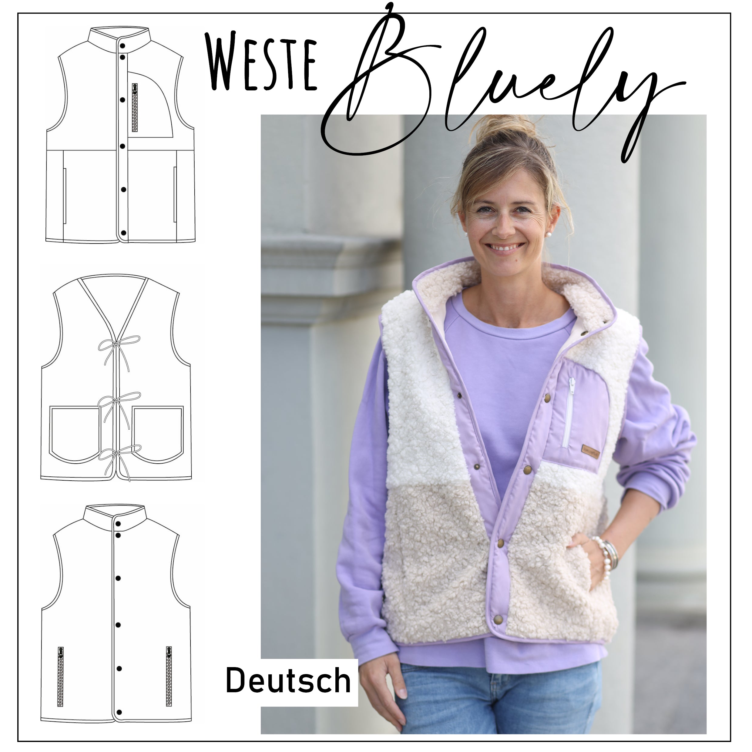 Moeve Design Weste Bluely Schnittmuster Damen Gr.32-52