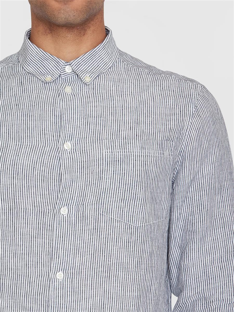marlowe nature Regular Striped Linen Shirt burnt brick M
