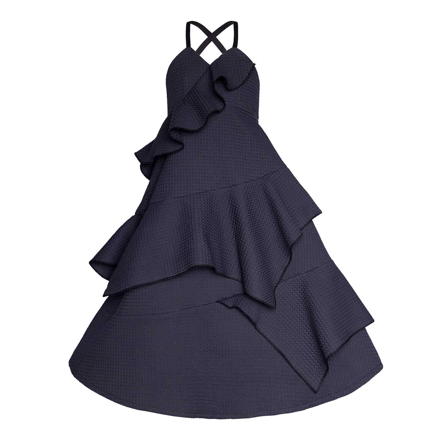Infantium Victoria Kleid schwarz Mädchen Waffle Bio-Baumwolle Fest