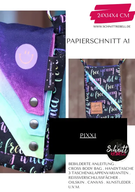Schnittrebell Pixxi Handytasche Schnittmuster Cross Body