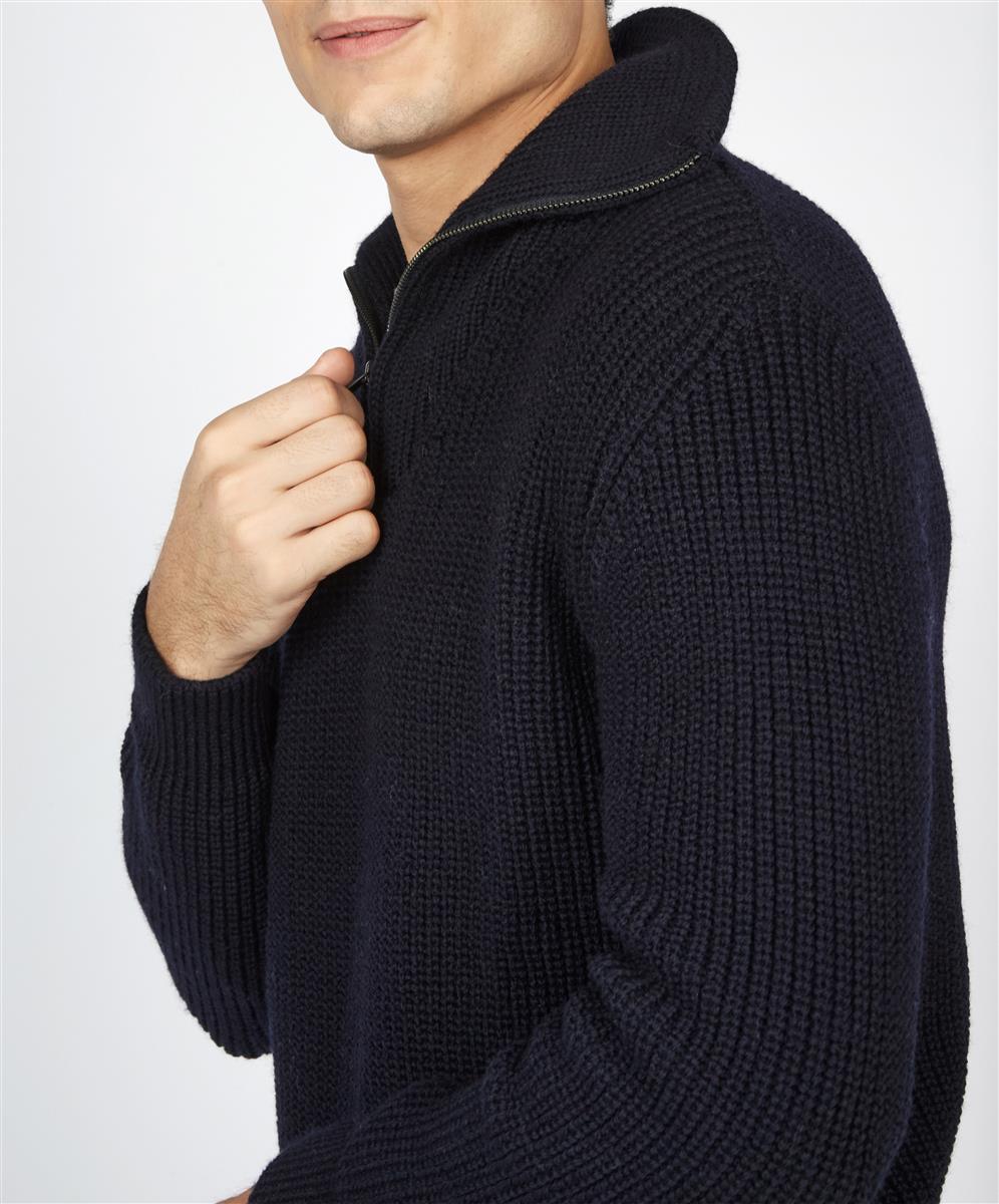 IrelandsEye Troyer Wollpullover navy mit Reißverschluss Gr. S-XXL