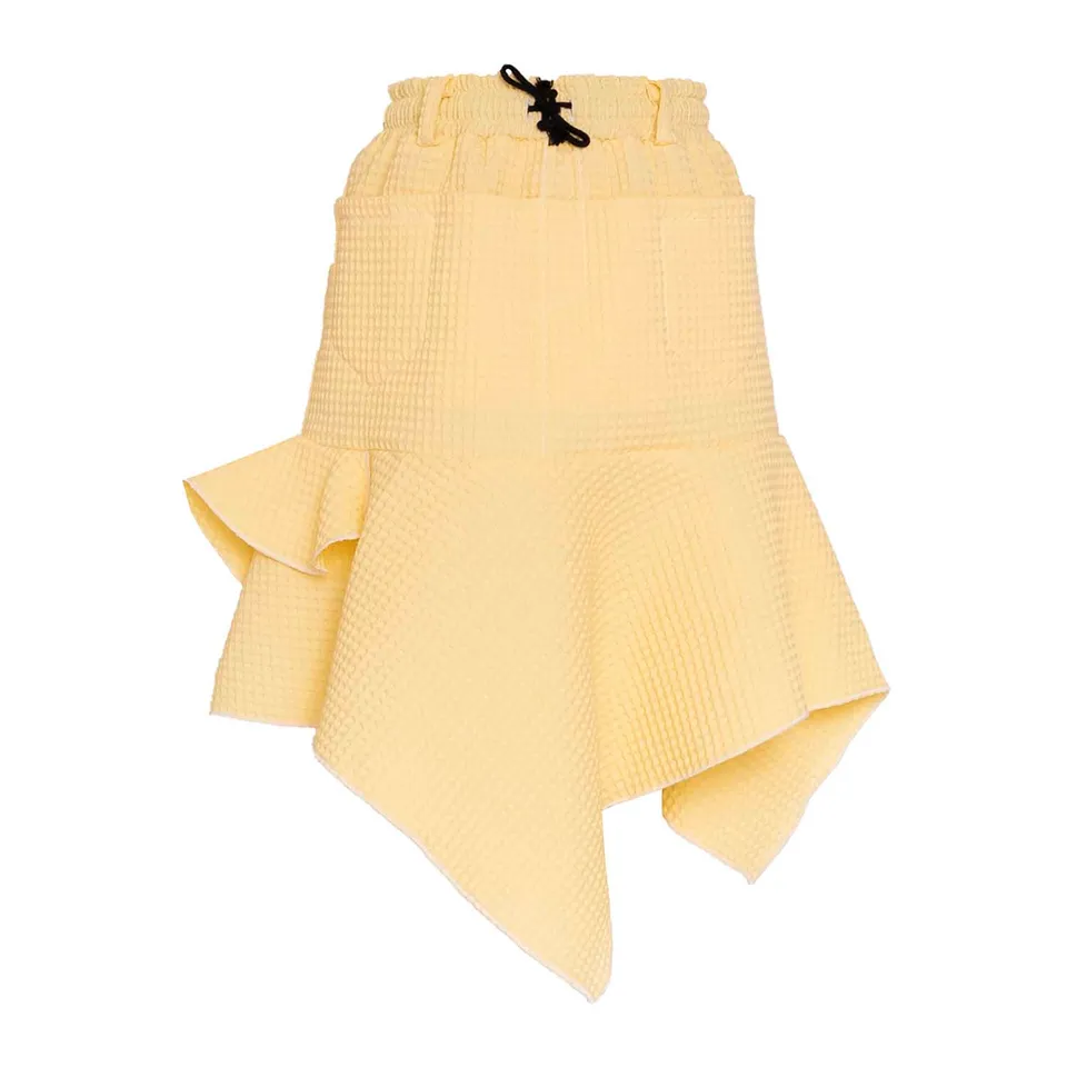 Infantium Victoria Yellow Waffle Midi Mädchenrock Gelb Baumwolle