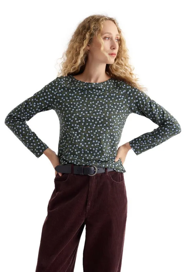 Seasalt Cornwall Easel Top Langarmshirt sketched buds nori Bio