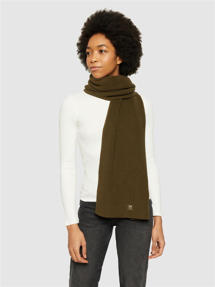marlowe nature Rib Knit Scarf Schal dark olive Bio