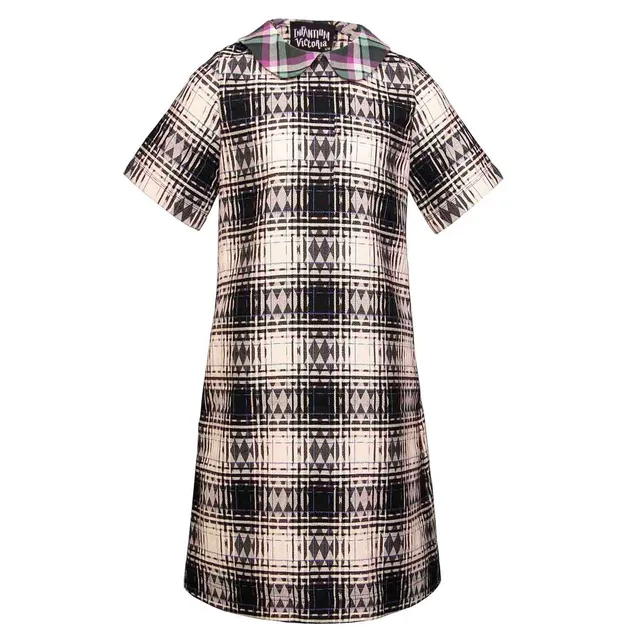 Infantium Victoria Tartan Kleid Mädchen Schwarz-Weiß 128