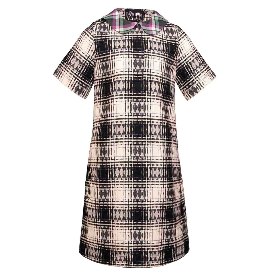 Infantium Victoria Tartan Kleid Mädchen Schwarz-Weiß 128