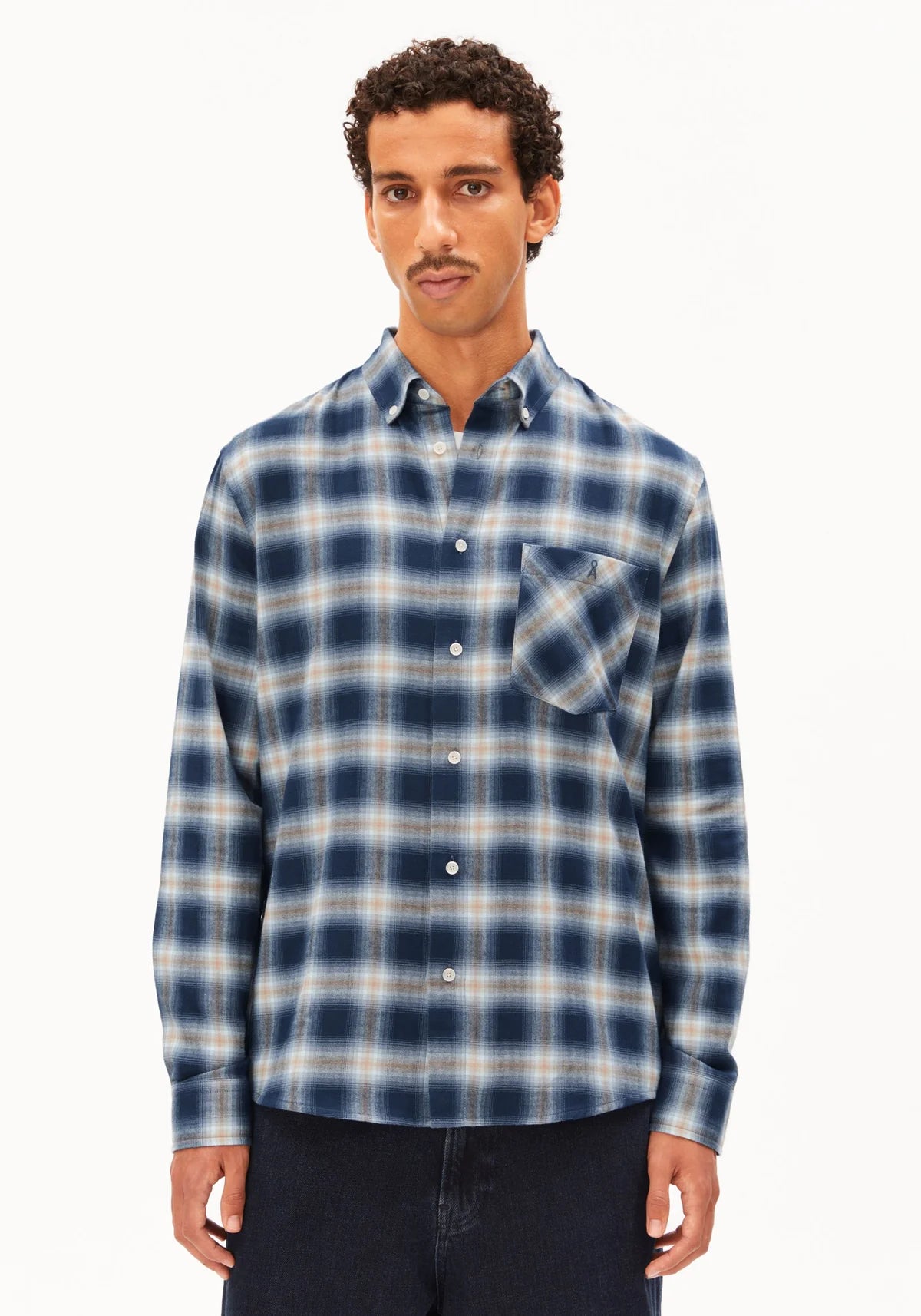 marlowe nature Cotton Check Longsleeve Hemd tinted navy Karo