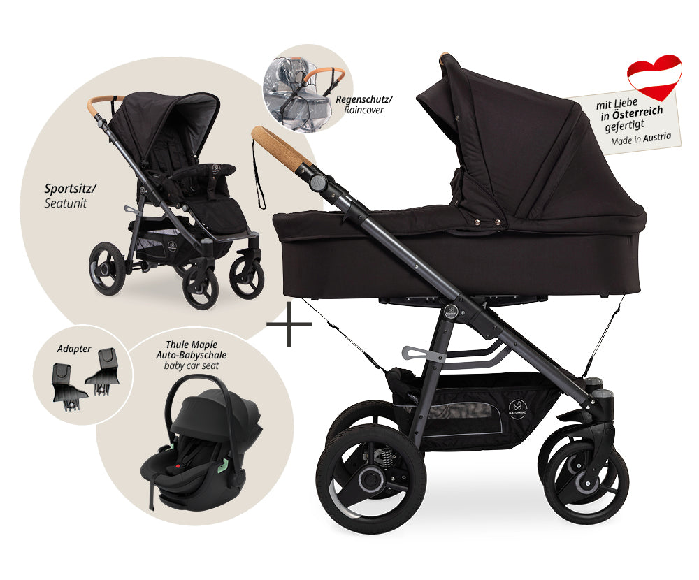 Naturkind Lux Evo 3in1 Kinderwagen Thule Maple Federung