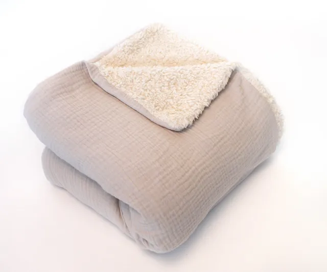 Naturkind Bio-Musselin Decke Puder 120x120 Baumwollplüsch