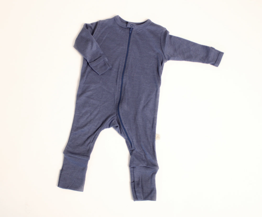 Naturkind Wolle Seide Pyjama GOTS Ecru 62/68 mit Zipp
