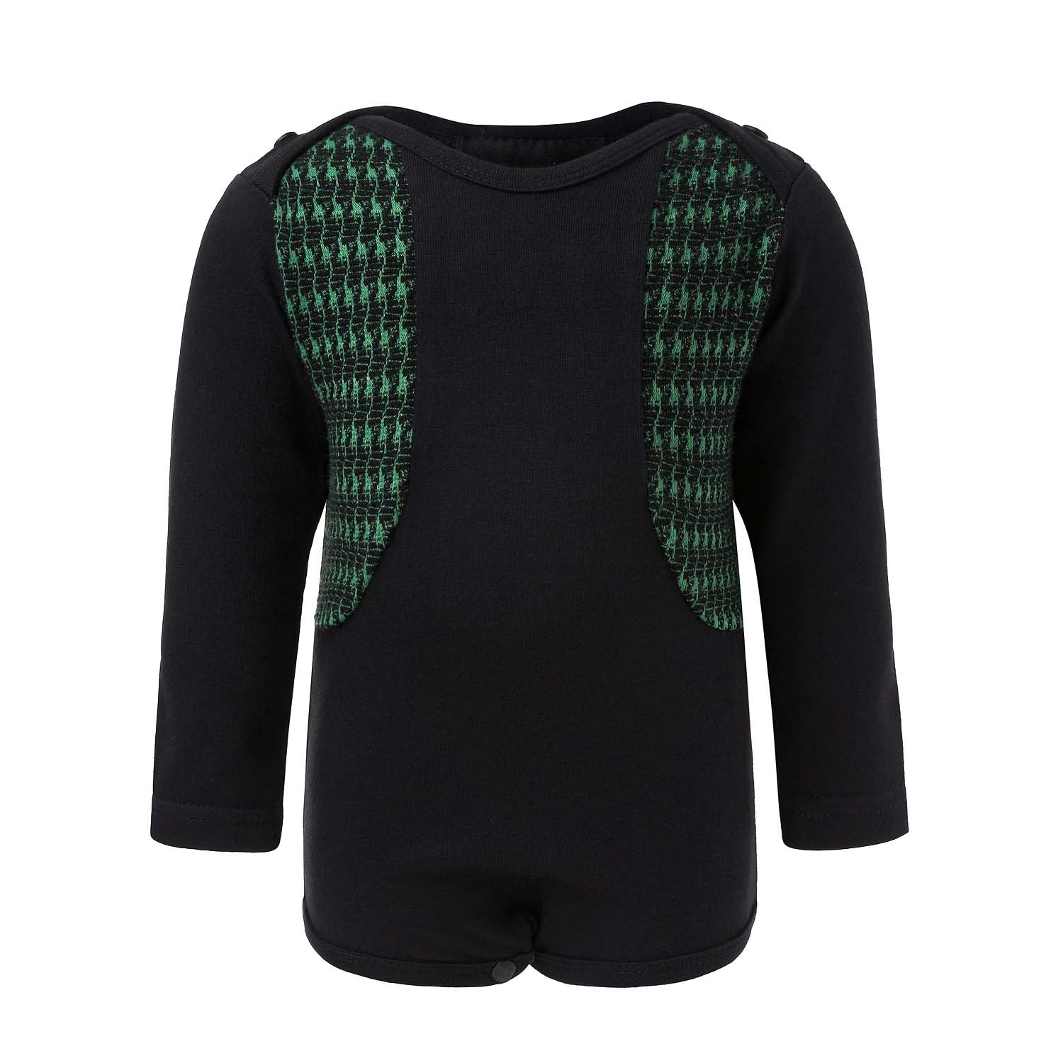 Infantium Victoria Black Onesie Body Baby Schwarz Grün Baumwolle