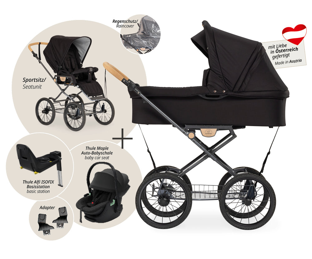 Naturkind Ida 4in1 Kinderwagen Cord Cognac mit Thule Maple