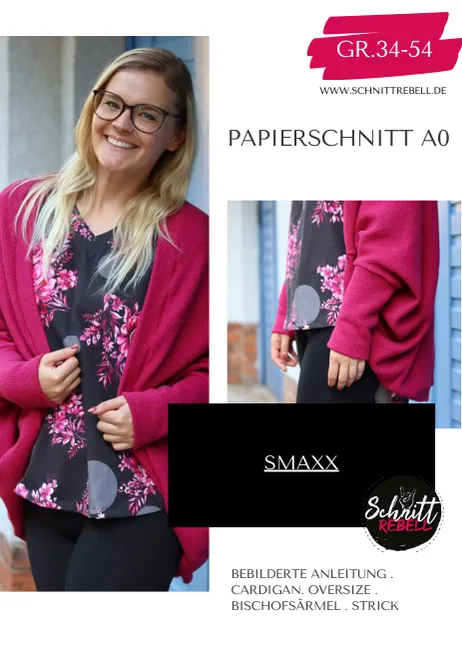 Schnittrebell Smaxx Cardigan Papierschnitt Gr. 34-54 Oversize