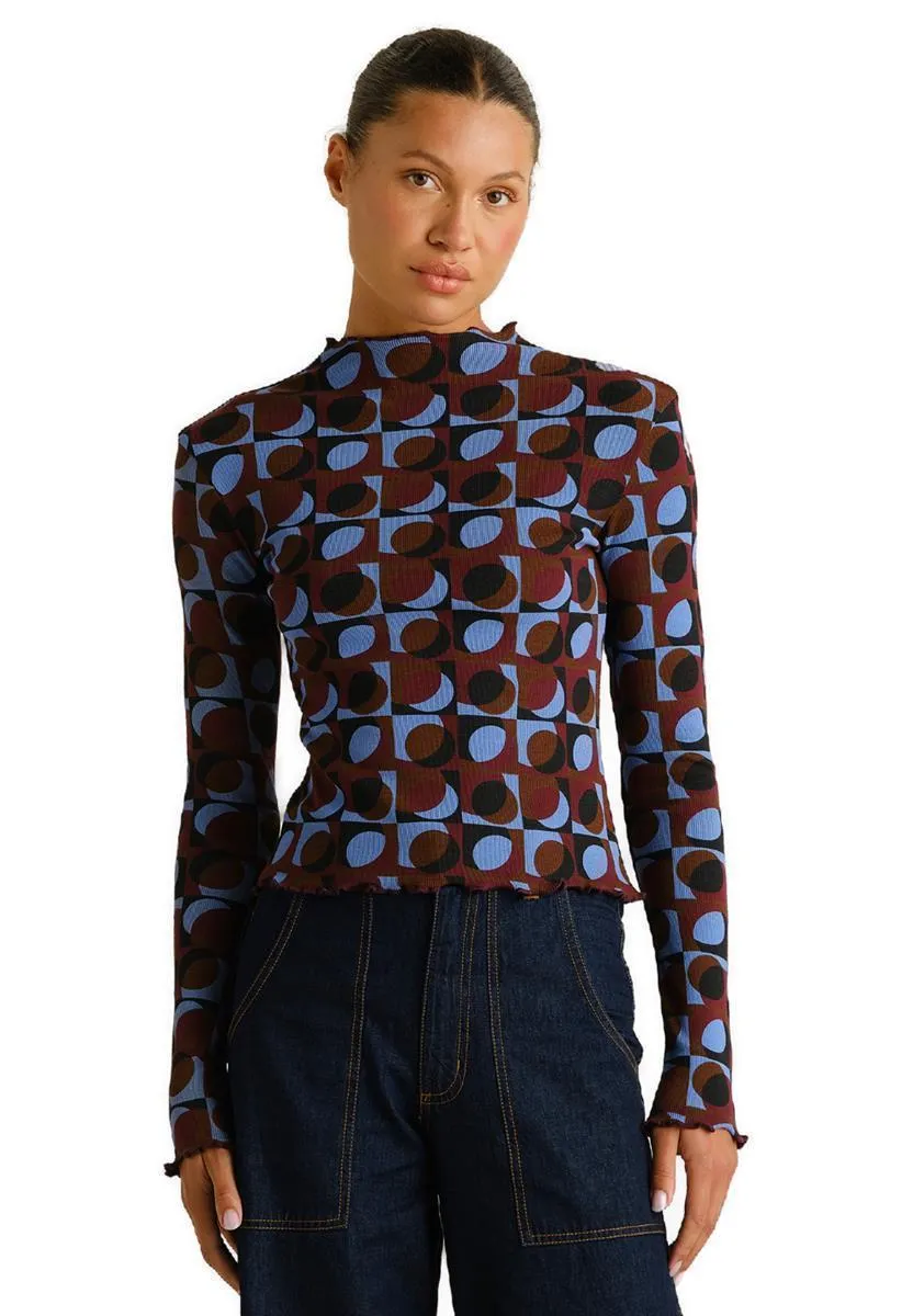 marlowe nature Ryd Rippshirt Turtleneck Bio multi color