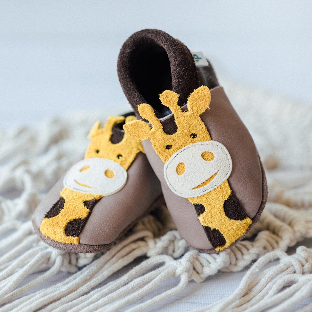 Pantolinos Giraffe Krabbelschuhe hippo/grufti Naturleder