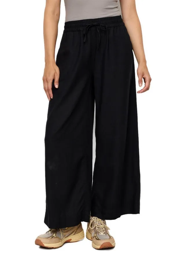 marlowe nature Alisma Hose schwarz weites Bein Viskose-Leinen