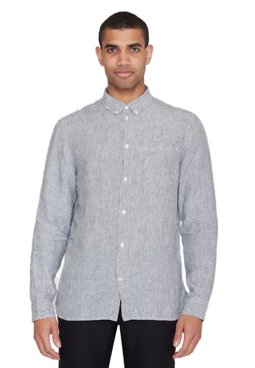 marlowe nature Regular Striped Linen Shirt burnt brick M