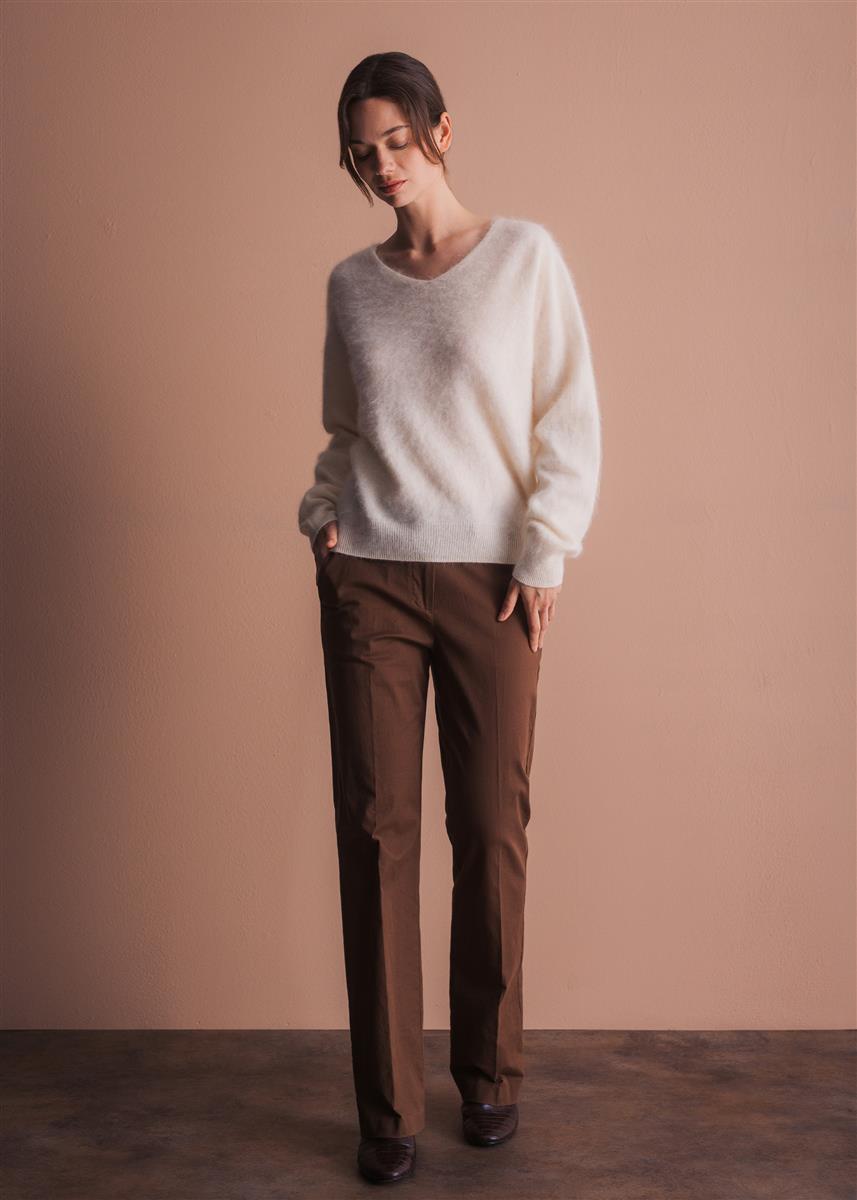 marlowe nature Paloma Pullover cream Wolle Kaschmir V-Ausschnitt