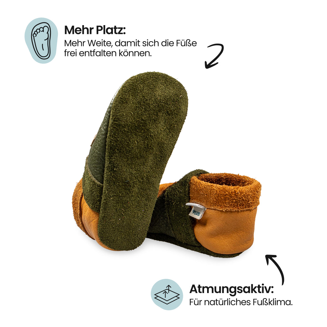 Pantolinos Plus Fuchs Barfußschuhe khaki Naturleder