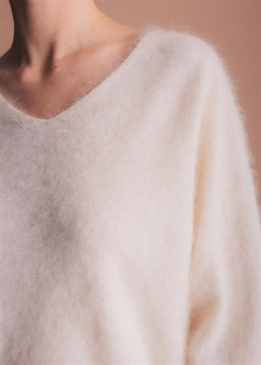 marlowe nature Paloma Pullover cream Wolle Kaschmir V-Ausschnitt