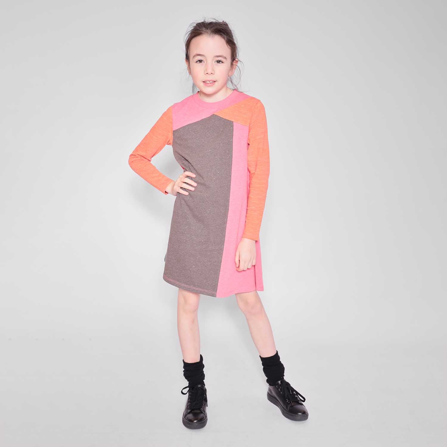 Infantium Victoria Colorblock Kleid Pink Orange Bio-Jersey