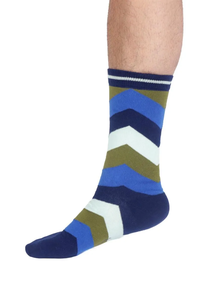 marlowe nature Zig Zag Stripe Socken midnight blue Bambus