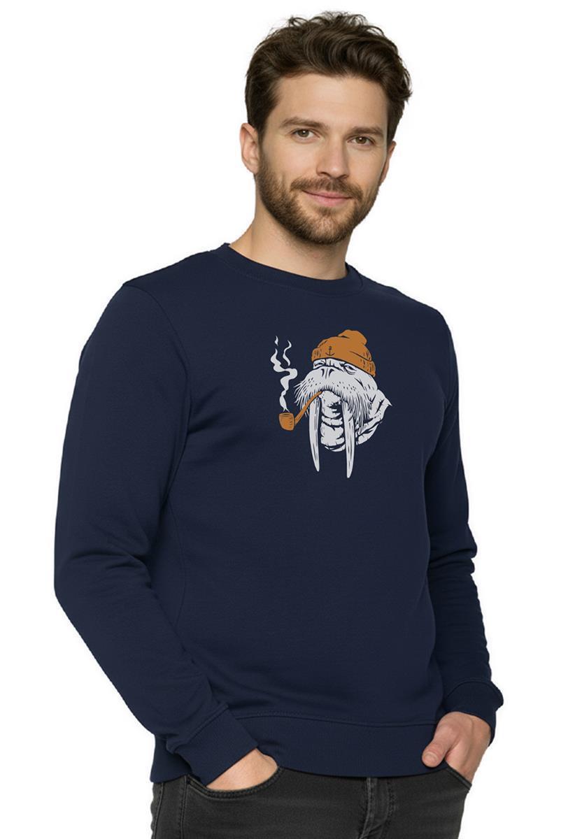 marlowe nature Smokey Walrus Wild Sweatshirt navy Bio-Baumwolle