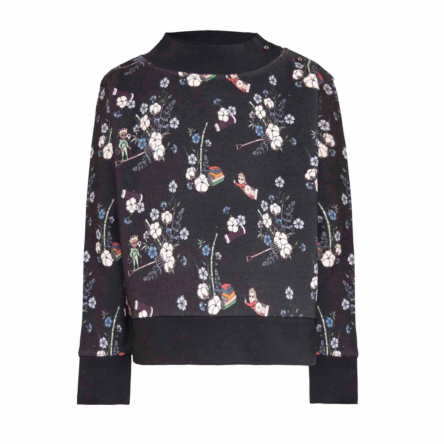 Infantium Victoria Black Floral Sweatshirt 104 Schwarz Bio-Baumwolle