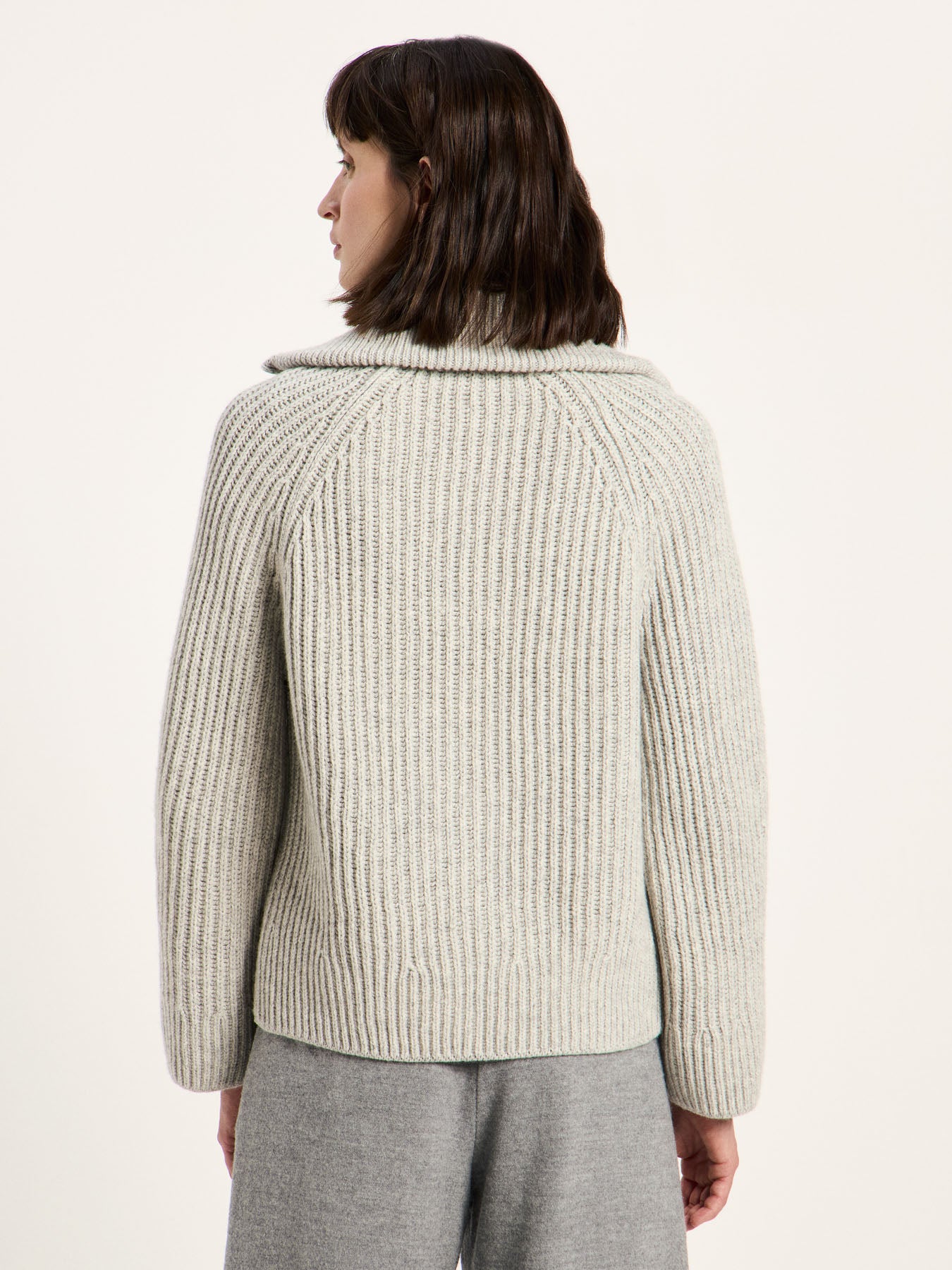Marlowe Nature Strickjacke Rippoptik Grau Wolle Gr.38