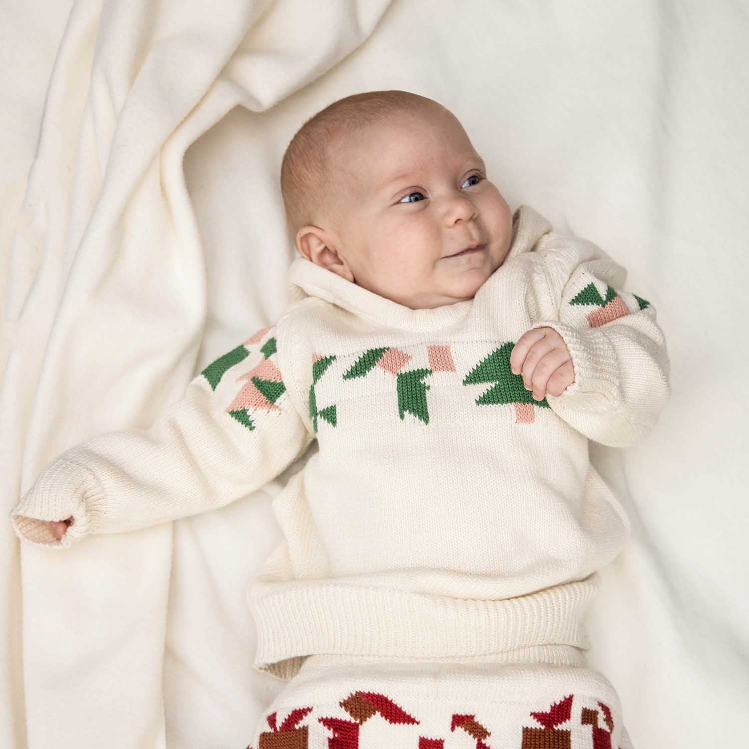 Infantium Victoria Baby Hoodie Strickhoodie Weiß Bio Gr 80