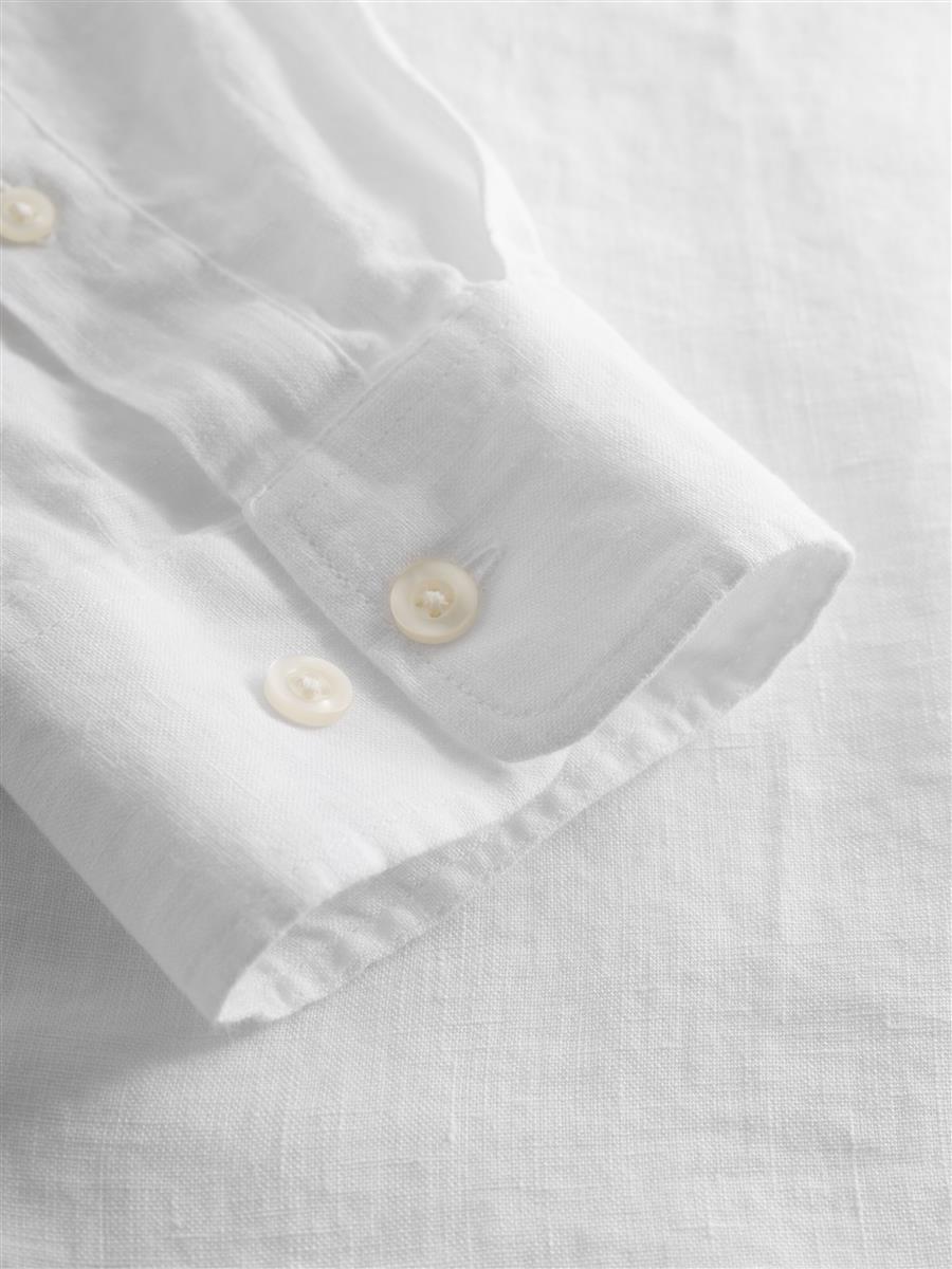 marlowe nature Custom Fit Linen Shirt bright white Leinen