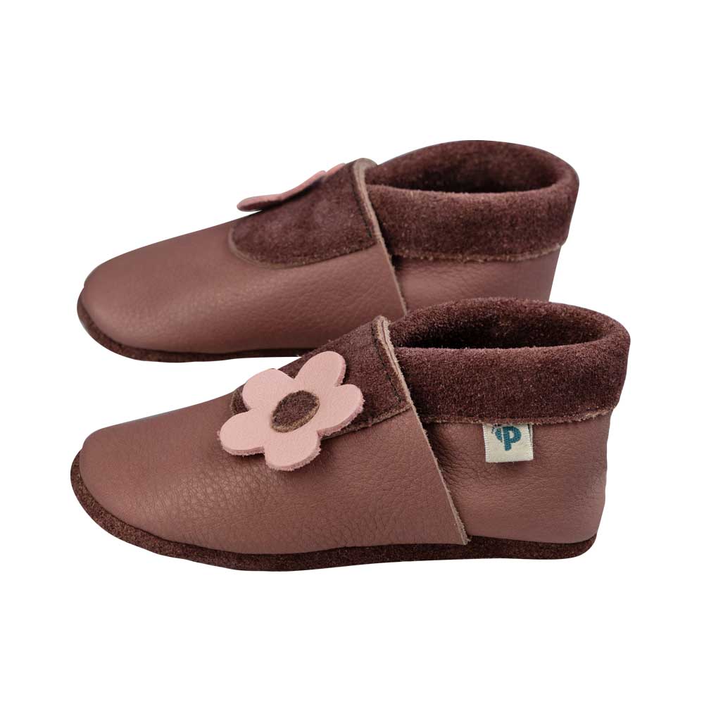 Pantolinos Flair Blume Krabbelschuhe Leder Rosa