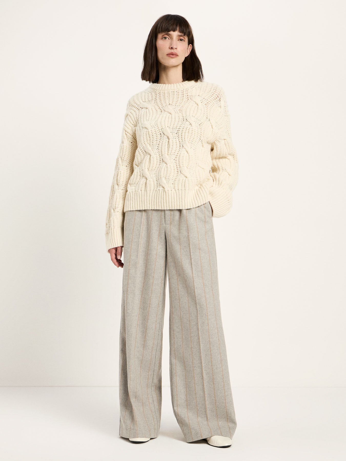 marlowe nature Strukturpullover Oversize Pullover off white Wolle
